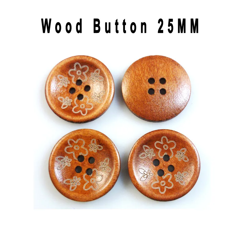 

25PCS 25MM Dyed Wooden Flower Buttons Coat Decoration Bowl Button Garment Boots Sewing Clothes Accessory MCB-239x