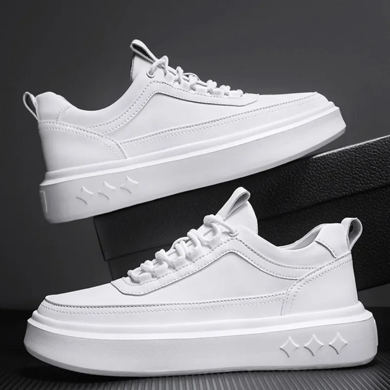 

2023 Spring Autumn New Sports Casual Men's Shoes Platform Fashion Sneakers White Lace Up Vulcanized Shoes Zapatillas De Hombre
