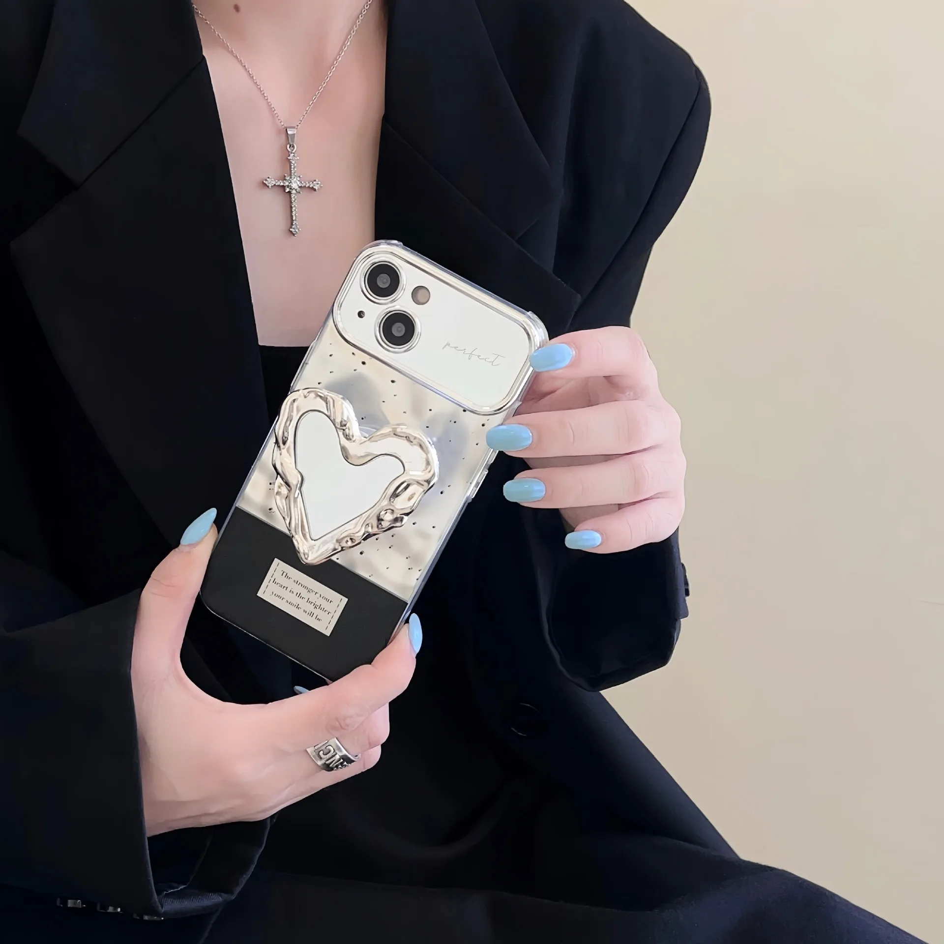 

Plating Ink Dot with Holder Phone Cover Case for iPhone 14 13 12 11 Pro Max