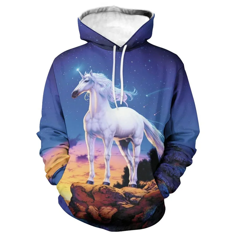 

Autumn Men Women Hoodies Unicorn Horse Print Sweatshirt Male Female Oversized Loose Animal Hooded Clothes Hip Hop Streetwear 3XL