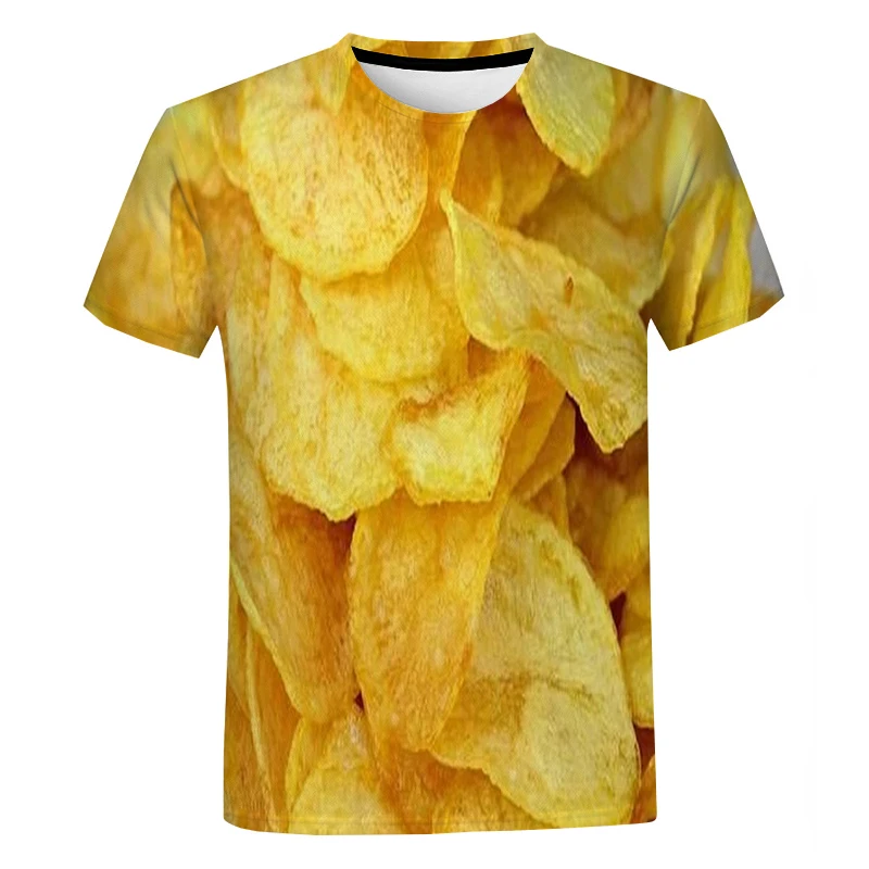 

Лето 2023, удобная индивидуализированная закуска из картофельных чипсов с 3D принтом, с коротким рукавом, для мужчин и женщин, с круглым вырезом, для мальчиков и девочек