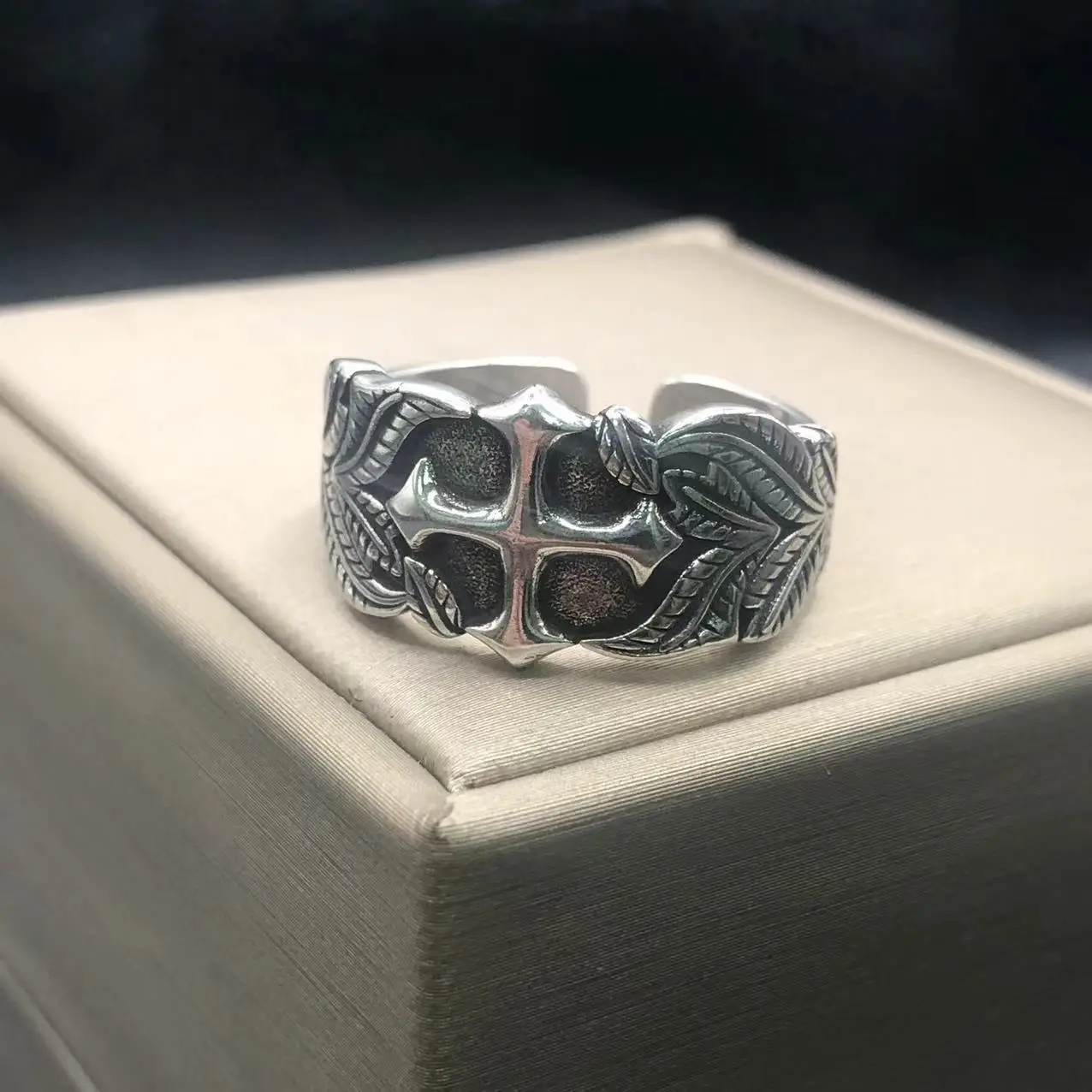Винтажное серебряное кольцо в стиле панк хип-хоп