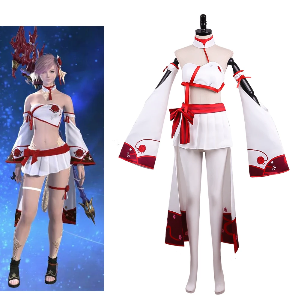 Игра FF14 Косплей Shisui Koh녀 Of Healing Костюм для женщин Сексуальное белое кимоно Платье