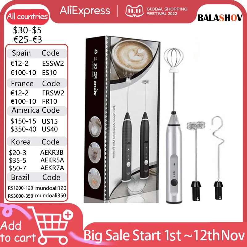 

Electric Milk Frothers Handheld Wireless Blender USB Mini Coffee Maker Whisk Mixer Cappuccino Cream Egg Beater Food Blender