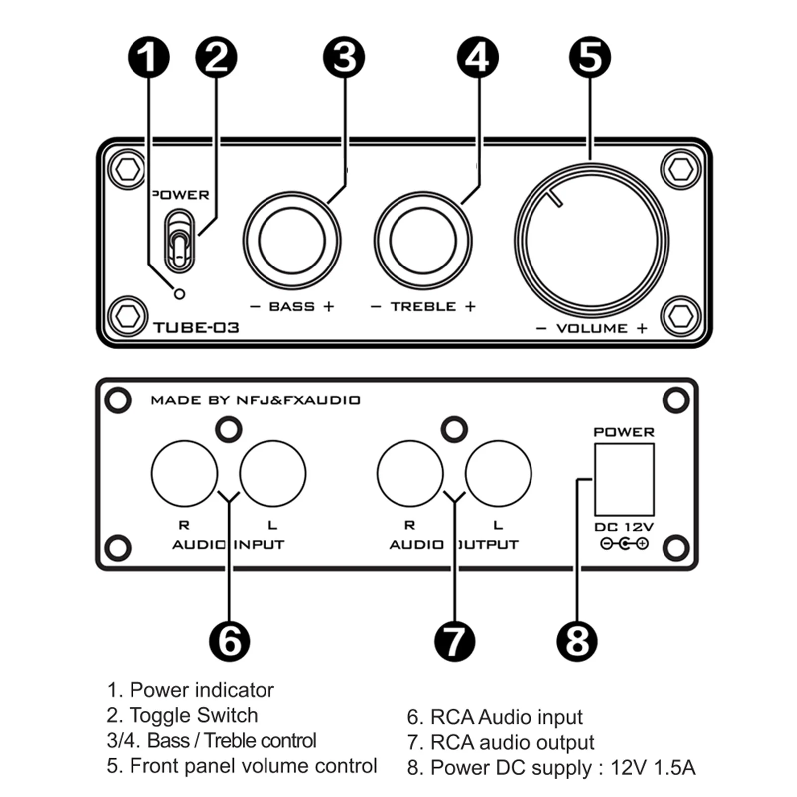 Мини-ламповый усилитель HiFi TUBE-03 6K4 с европейской вилкой