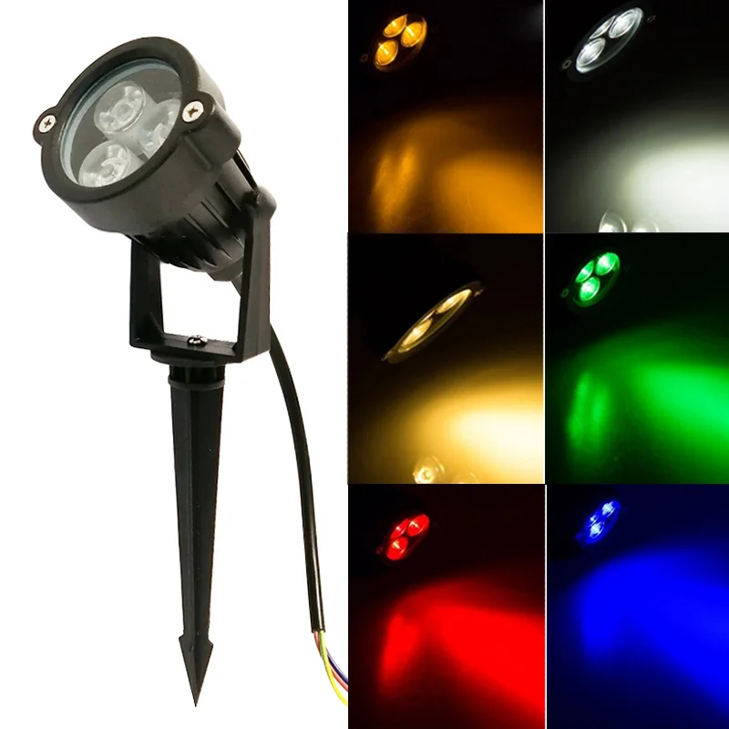 

3W 9W Outdoor Flood lights Spike Spotlight LED Landscape Lights DC12V 110V 220V Garden lamp IP65 RGB LED Lawn light