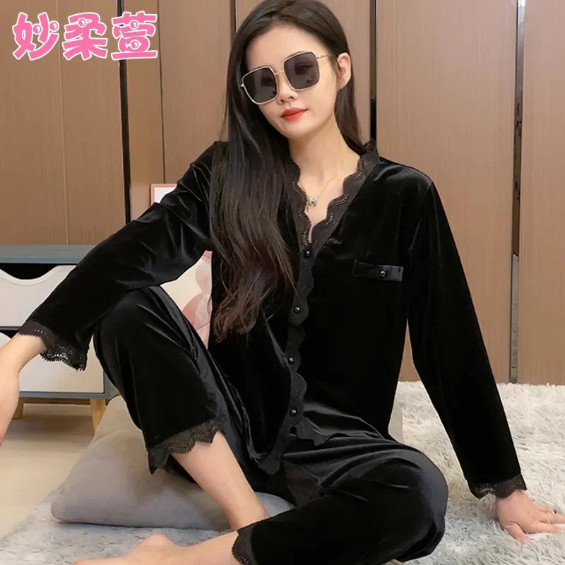 Женская одежда для сна на весну и осень новый комплект с длинным рукавом из