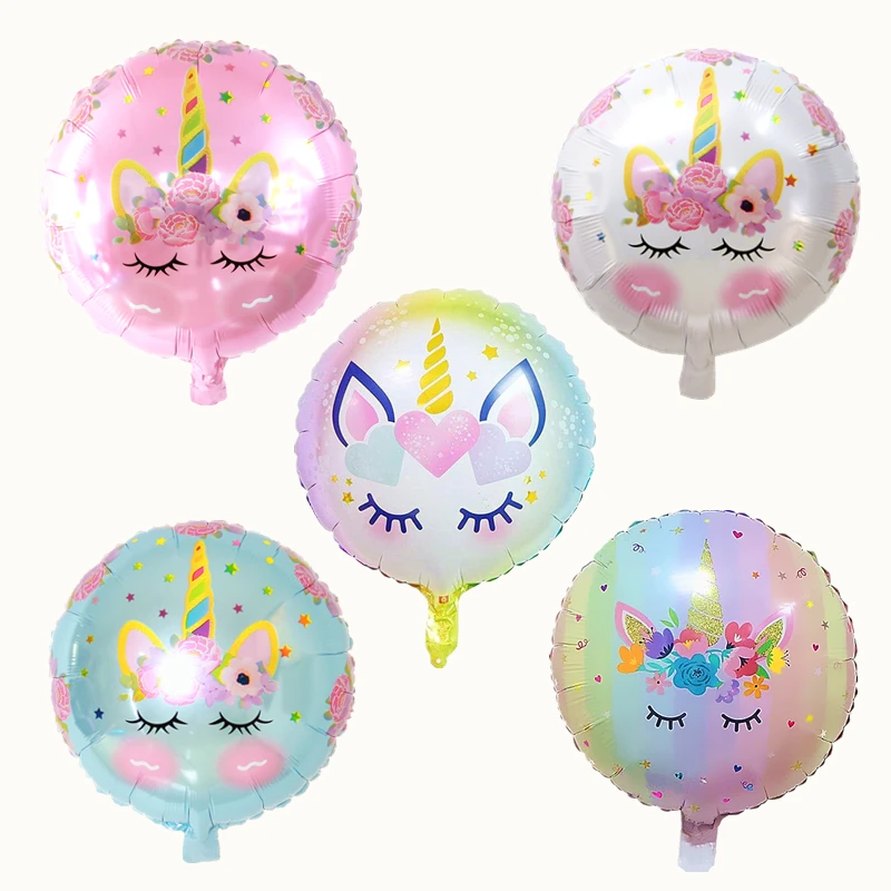 

18 Inch Round Eyelash Flower Inflatable Unicorn Foil Balloon Happy Birthday Girls Party Holiday Wedding Decoration