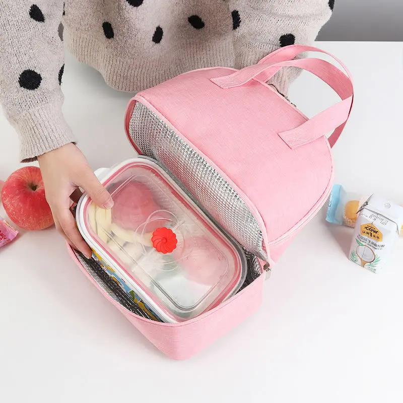 Double Layer Thermal Lunch Cooler Bag Student Waterproof Portable Lunchbag Bento Bags Children Kids Lunch Box Picnic Food Bag