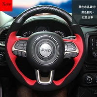 customized hand stitched leather car steering wheel cover for jeep commander compass cherokee renegade interior accessories