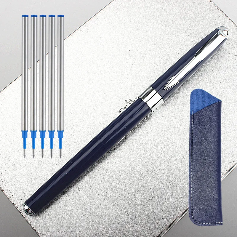 

luxury High quality metal Pen 0.5MM black Rollerball Pen metal elegante signature switzerland ink pens new