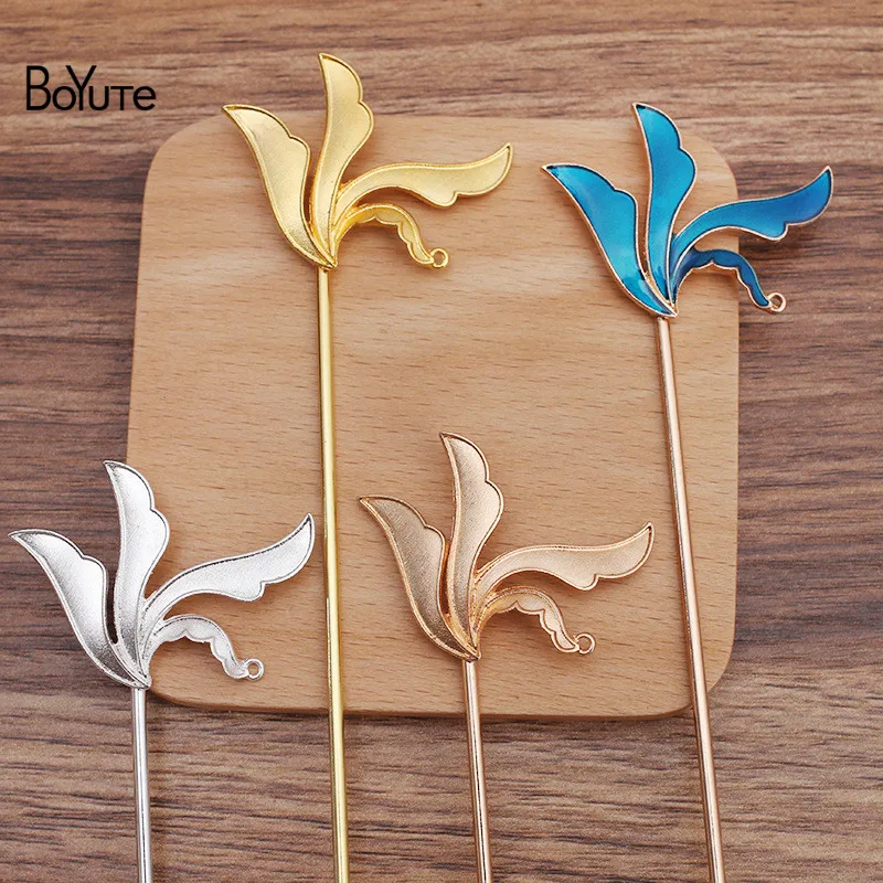 

BoYuTe (10 Pieces/Lot) 36*50MM Alloy Flower Welding 120*2.5MM Hair Stick Materials Handmade Diy Jewelry Accessories