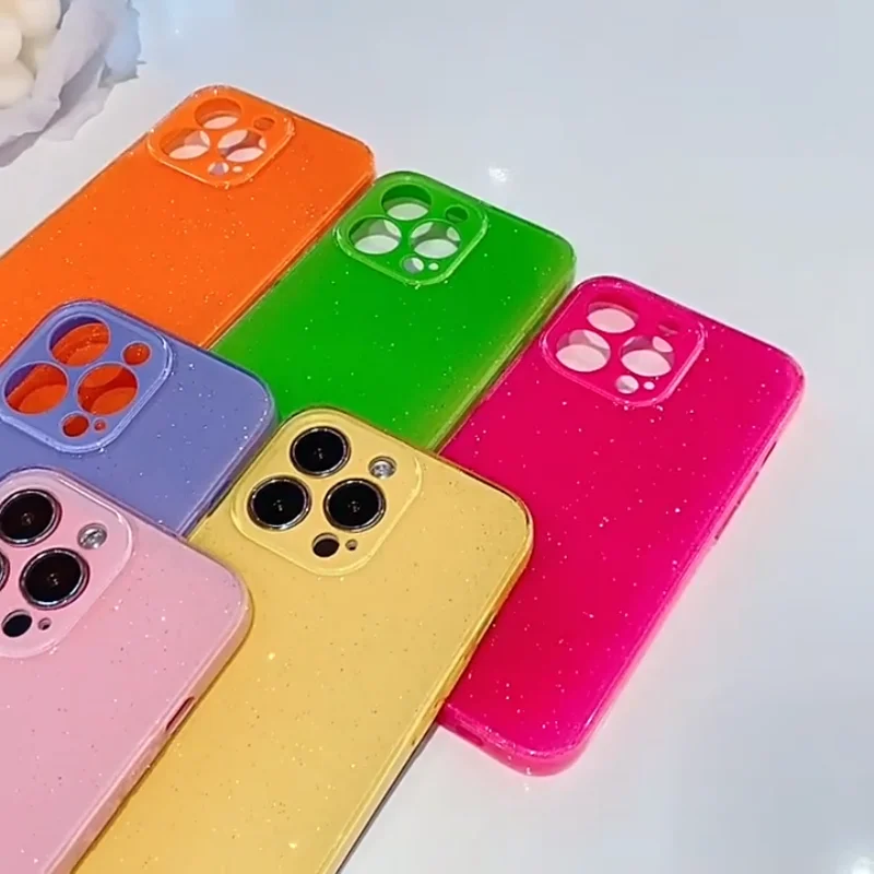 Роскошный блестящий неоновый чехол ярких цветов для iPhone 15 14 13 11 12 Pro XR X XS Max 7 8 Plus