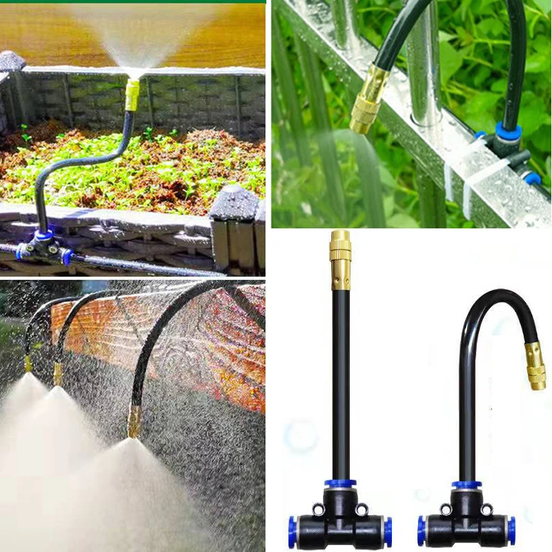 

Adjustable Mist Sprinkler 360° Rotating Copper Water Sprayers with 8mm Connector For Garden Plant Automatic Watering Misting