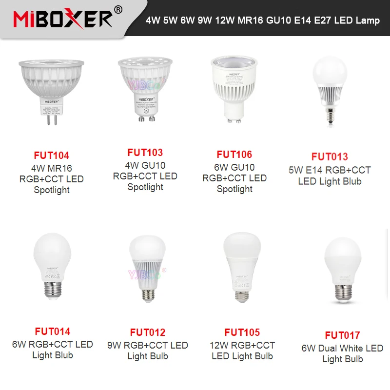 Miboxer 4W 5W 6W 9W 12W LED Bulb RGB CCT/Color temperature Smart Lamp Light E27 GU10 MR16 E14 Spotlight  Milight