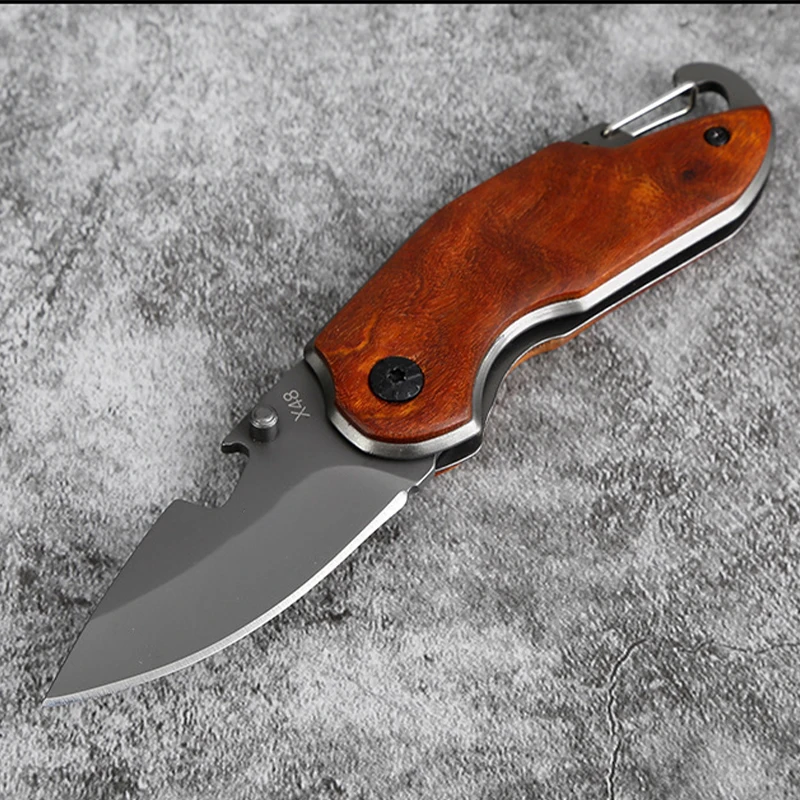 

Outdoor Camping Survival Key Knife High Hardness 3Cr13 Stainless Steel Rosewood Portable Mini Pocket Knife Sharp Fruit Knife