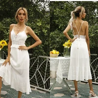 europe and the united states new summer womens clothing 2022 lace fashion sexy backless cross hollow suspender dress women