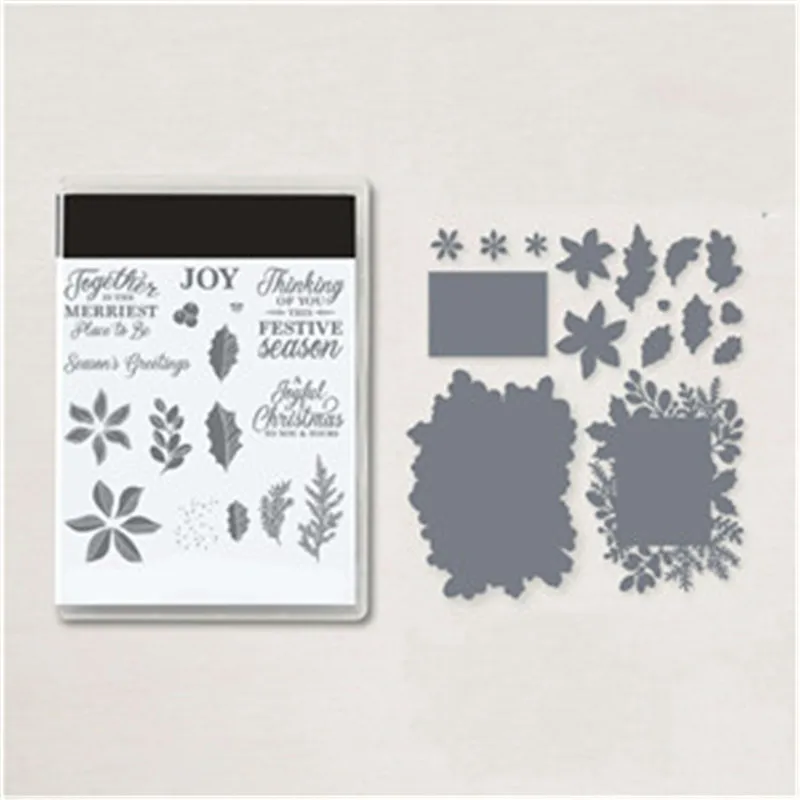 

MERRIEST MOMENTS Metal Cutting Dies And Rubber Stamps For Scrapbooking Making Embossing Card Crafts Stencil Template DIY New