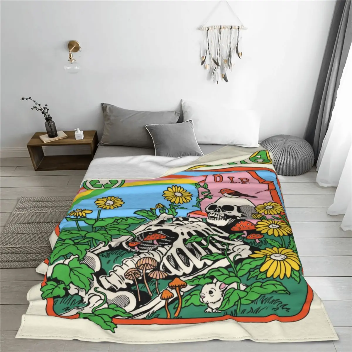 Забавный Череп карбоновый круг жизни перерабатываемое одеяло ностальгия темный
