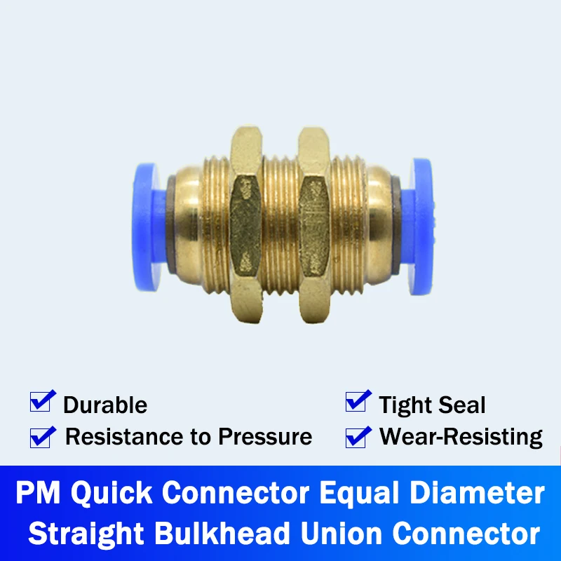 

Pneumatic Fittings PM Straight Bulkhead Union Connector 4-12mm OD Hose Plastic Push In Gas Quick Connector Air Fitting Plumbing