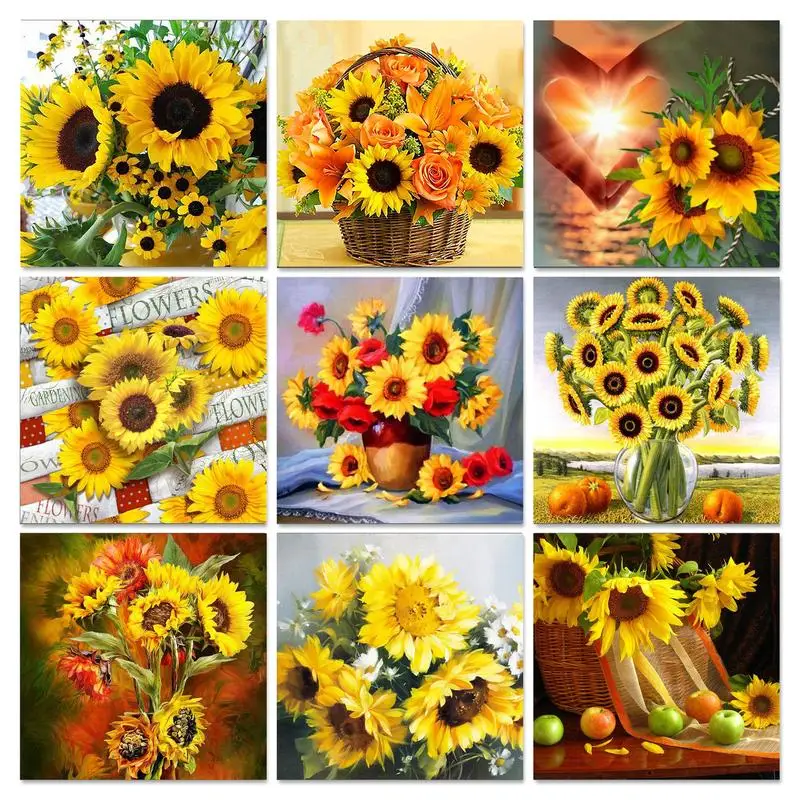 

GATYZTORY Frame Yellow Sunflower Diy Digital Painting By Number Acrylic Picture Modern Canvas Painting Wall Art Hand Painted Oil