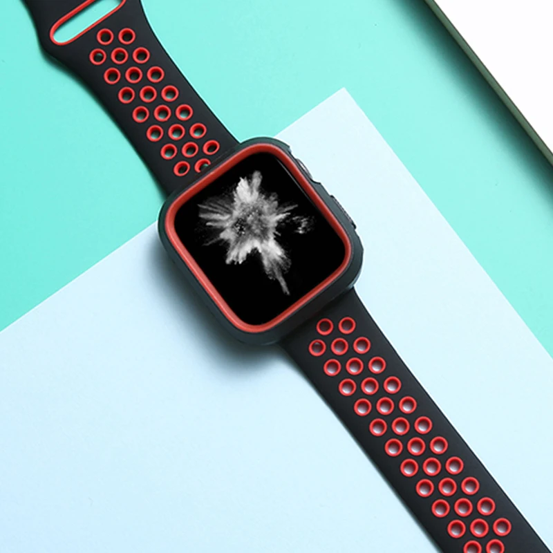

Ремешок силиконовый для Apple Watch band 44 мм 40 мм 45 мм 41 мм 42 мм 38 мм, браслет для наручных смарт-часов Correa iwatch Series 7 6 Se 5 4 3