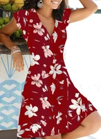 2022 new summer v neck sexy floral print party dress women vintage sleeveless tank mini dress spring loose a line dress