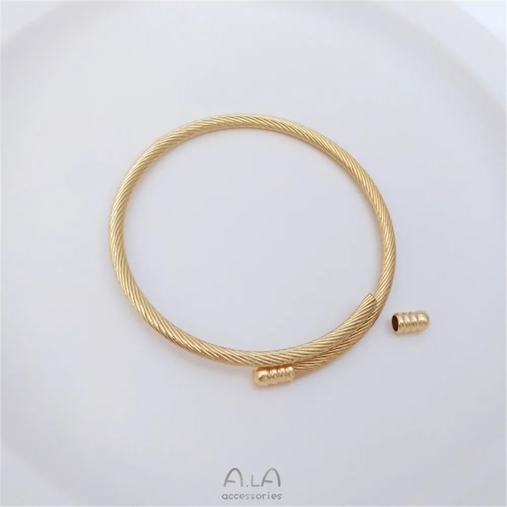 

Elastic steel loop bracelet 14K gold color open loop DIY handmade String large hole bead pendant bracelet