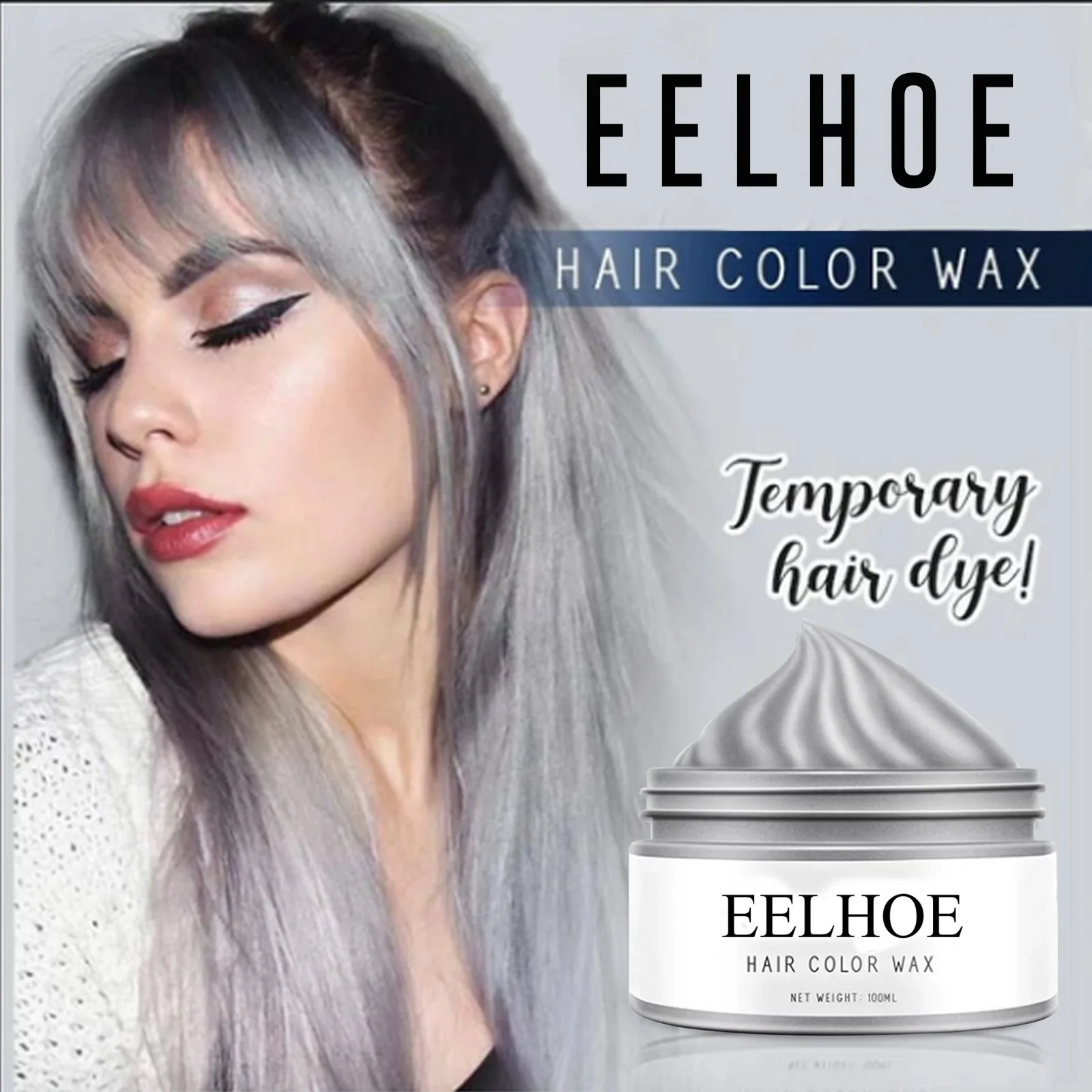 EELHOE 30ml 100ml gray stereotype color hair mud disposable dye cream ladies men's hair wax gray dye Temporary hair color