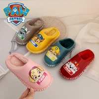 paw patrol childrens slippers for boys and girls autumn and winter plus plush slippers patrolla canina cartoon cotton slippers