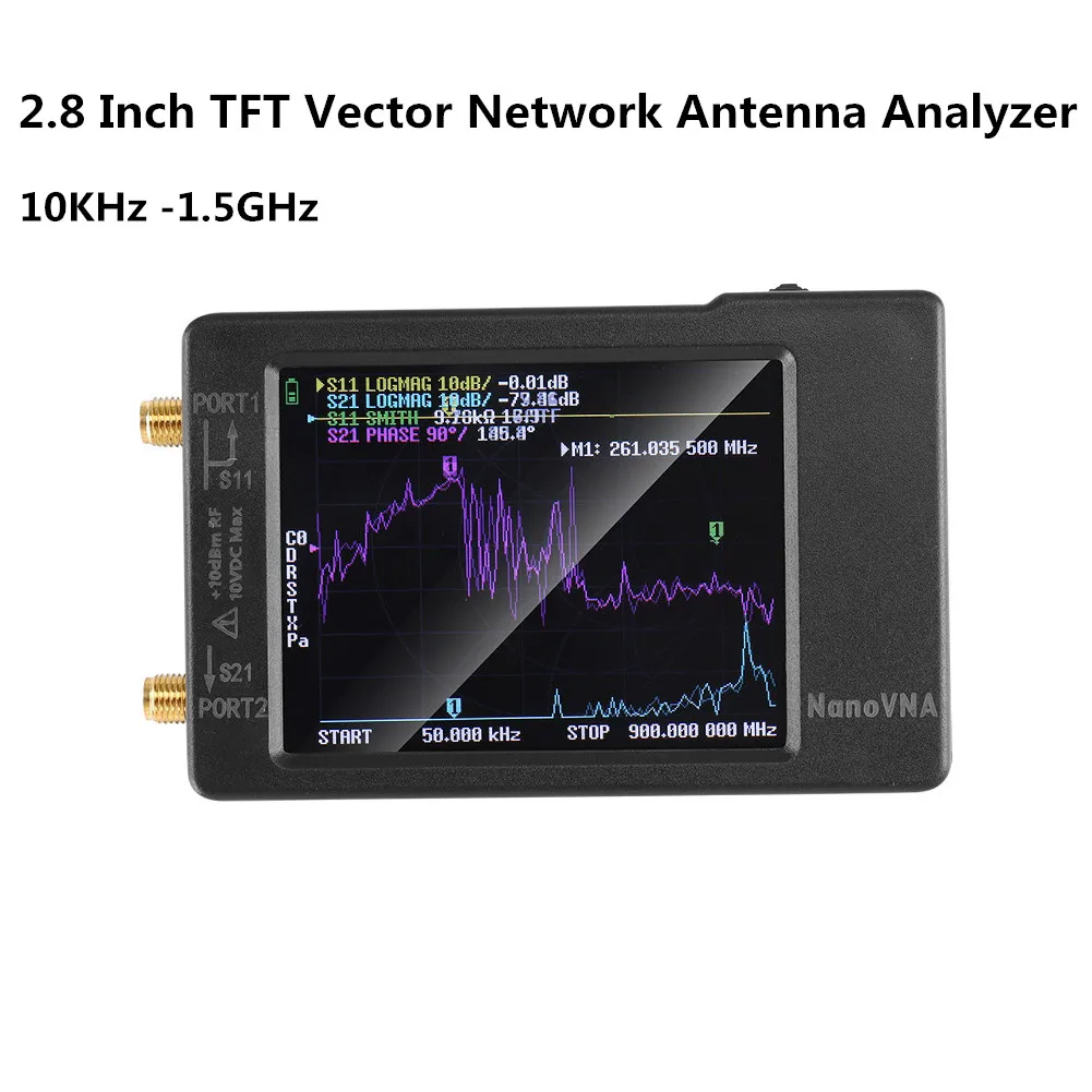 2.8 Inch 320x240 5V 120mA TFT Vector Network Antenna Analyzer 10KHz-1.5GHz Support 32G Digital Nano VNA-H Tester