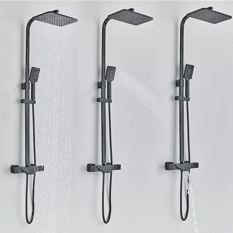 

Matte Black Thermostatic Shower Faucet Rain Waterfall Thermostatic Temperature Shower Faucet Bathtub Shower Faucet