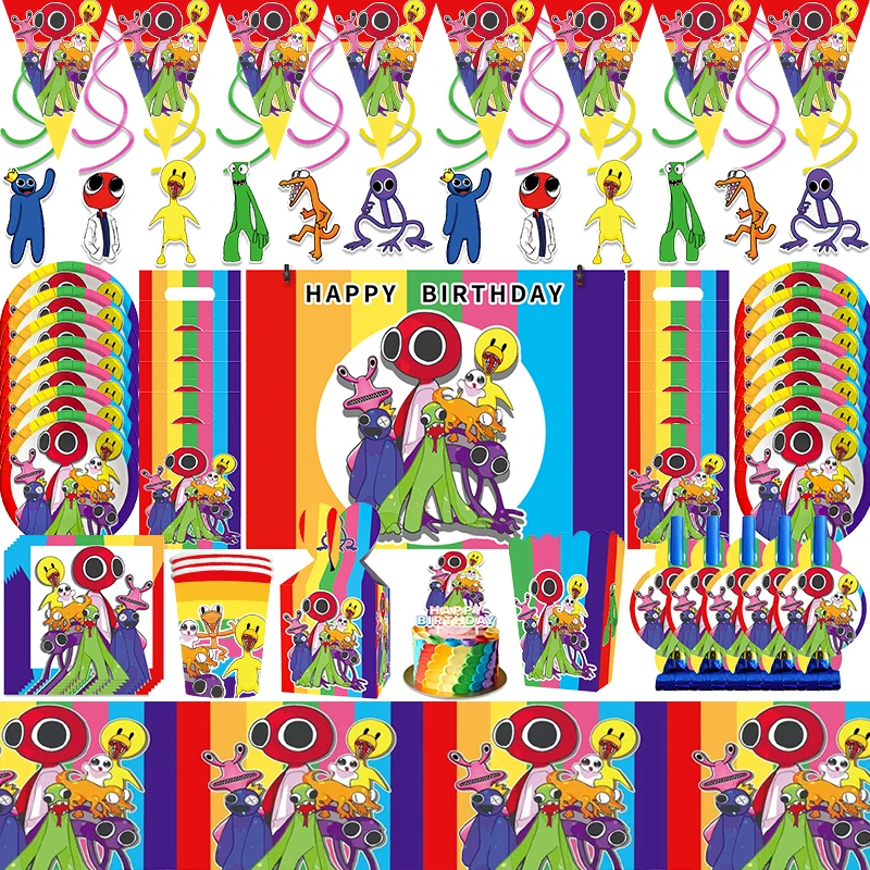 

Радужные украшения для дня рождения друзей, бумажная чашка, баннер, скатерть, торт, Топпер, шары для детей, мальчиков, Детские принадлежности для душа