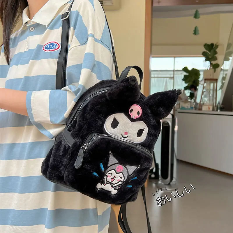 New Kawaii Sanrio Plush Backpack Kitty Kuromi Cartoon Plush Bag Anime Soft Fill Animal High Quality Bag Girl Doll Toy Gift