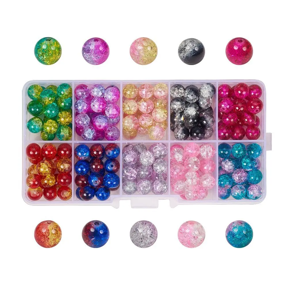 

Hot Selling Fashion 10-color Box Mixed Glass Popping Crack Floral Beads Diy Handmade Jewelry Accessories Charm Bracelet