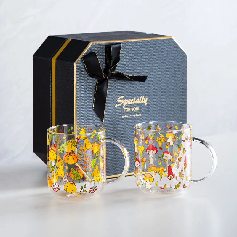 Кружка RHE из двойного стекла термостойкая мерная чашка милая стеклянная для