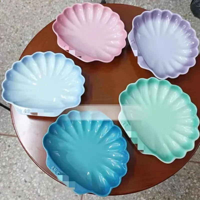 Тарелка в форме ракушки серия Французский цвет океана керамограничный фарфор