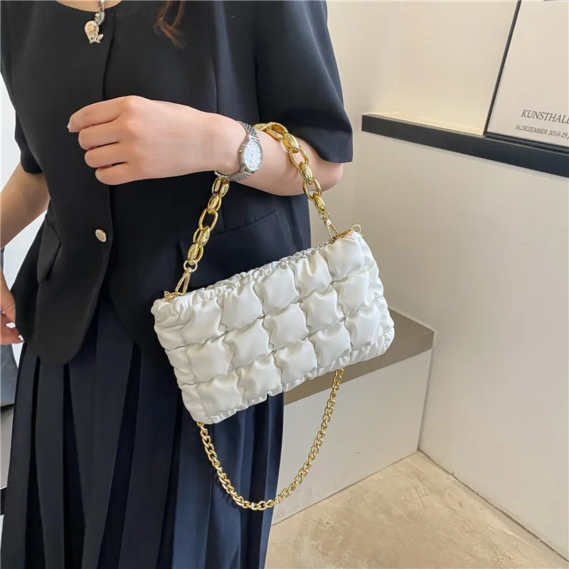 2023 New Fashion Coarse Chain Shoulder Messenger Bags High Quality Plaid Women Purse And Handbags Small Square Bags Sac A Main