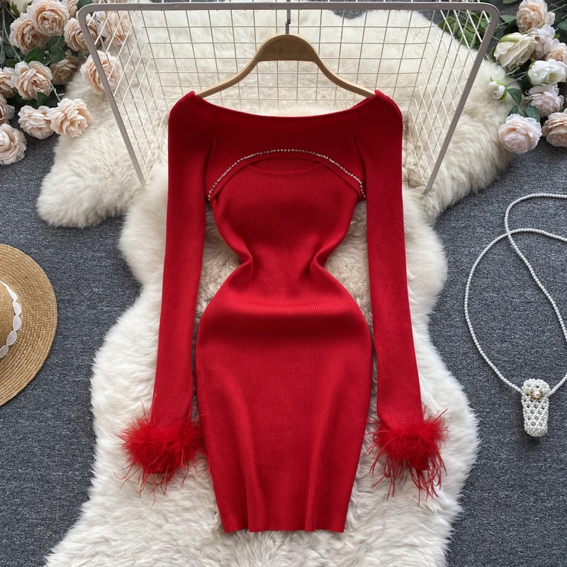 

Женское трикотажное платье Hikigawa, однотонное сексуальное короткое платье с длинным рукавом и вырезами спереди, Y2k