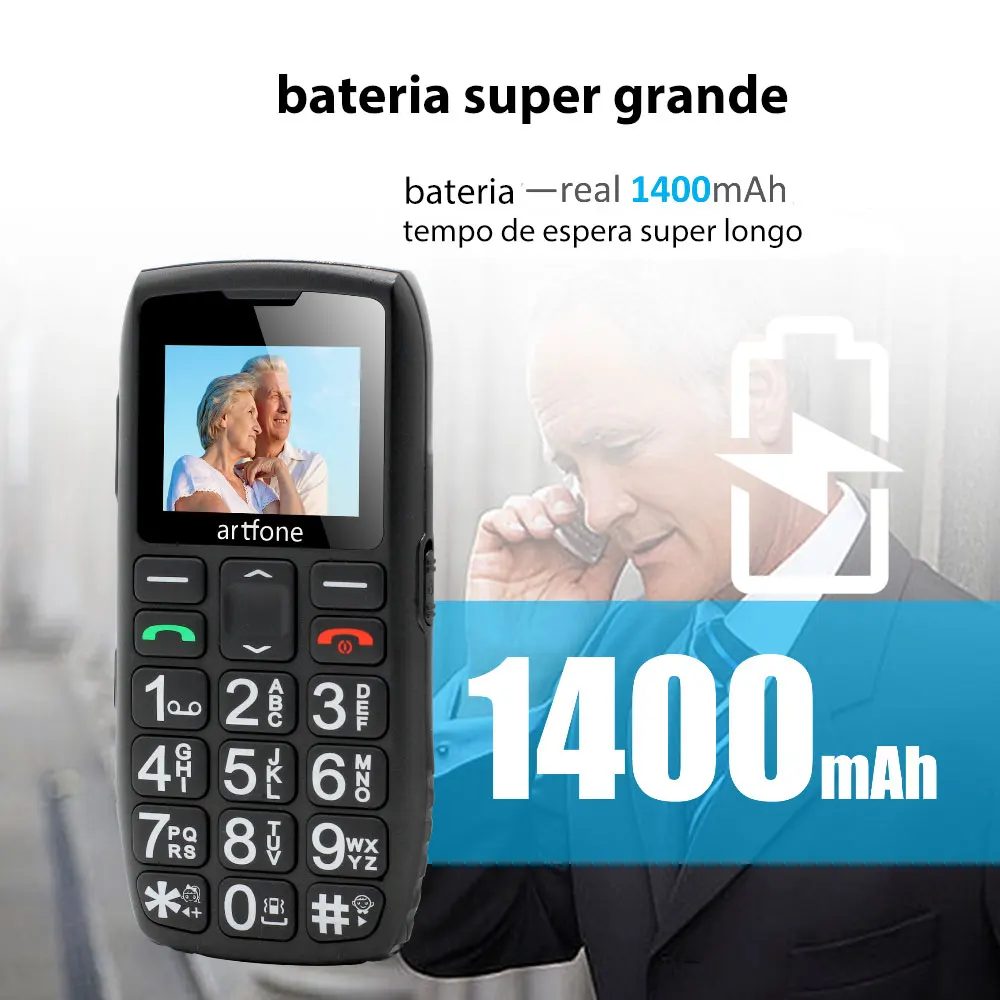 big button mobile phone for elderly artfone c1 dual sim unlocked 1400mah battery unlocked senior mobile phone with sos emerg free global shipping