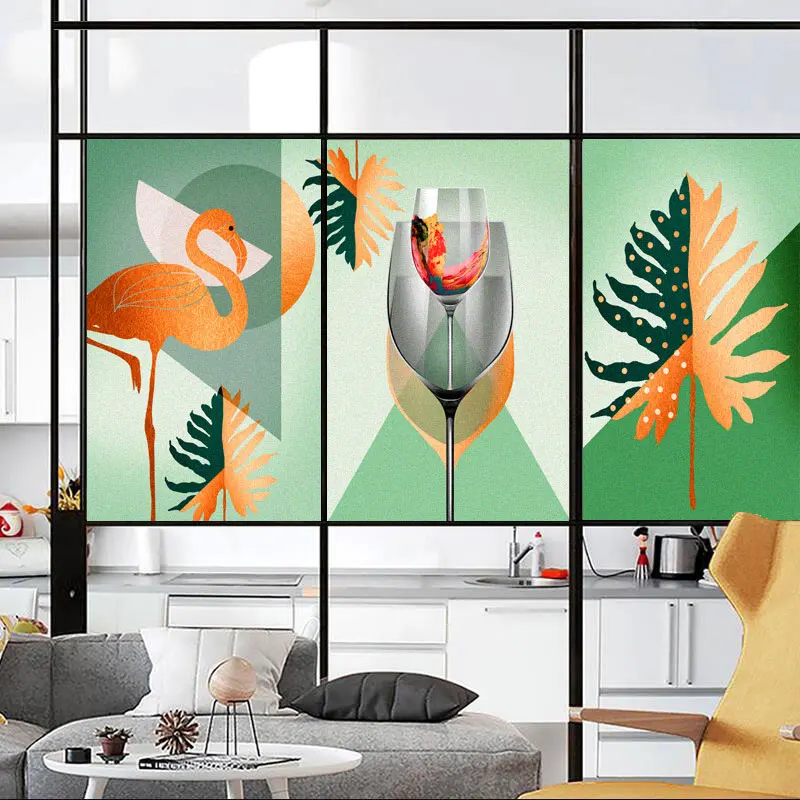 

Конфиденциальная оконная пленка Фламинго декоративные оконные наклейки без клея статическая липкая матовая оконная пленка