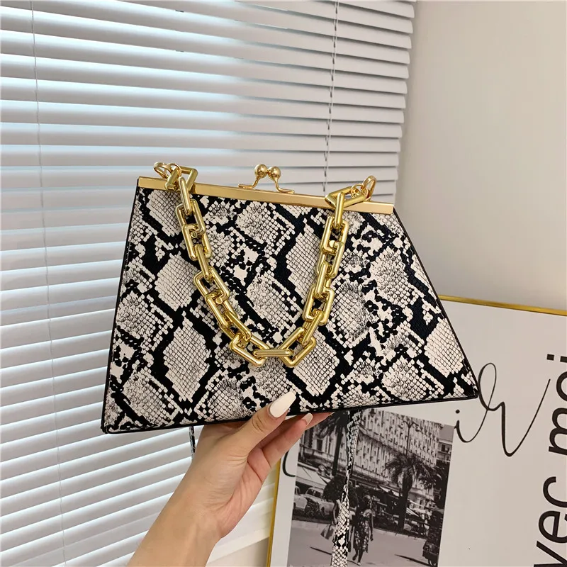 

Ретро модная ручная обеденная сумка с принтом змеиной кожи сумки через плечо премиум класса