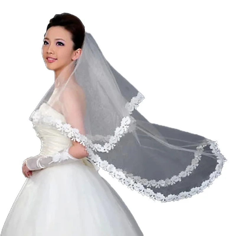 

Fashion Short Bridal Veil White Ivory For Wedding Party Tulle 2024