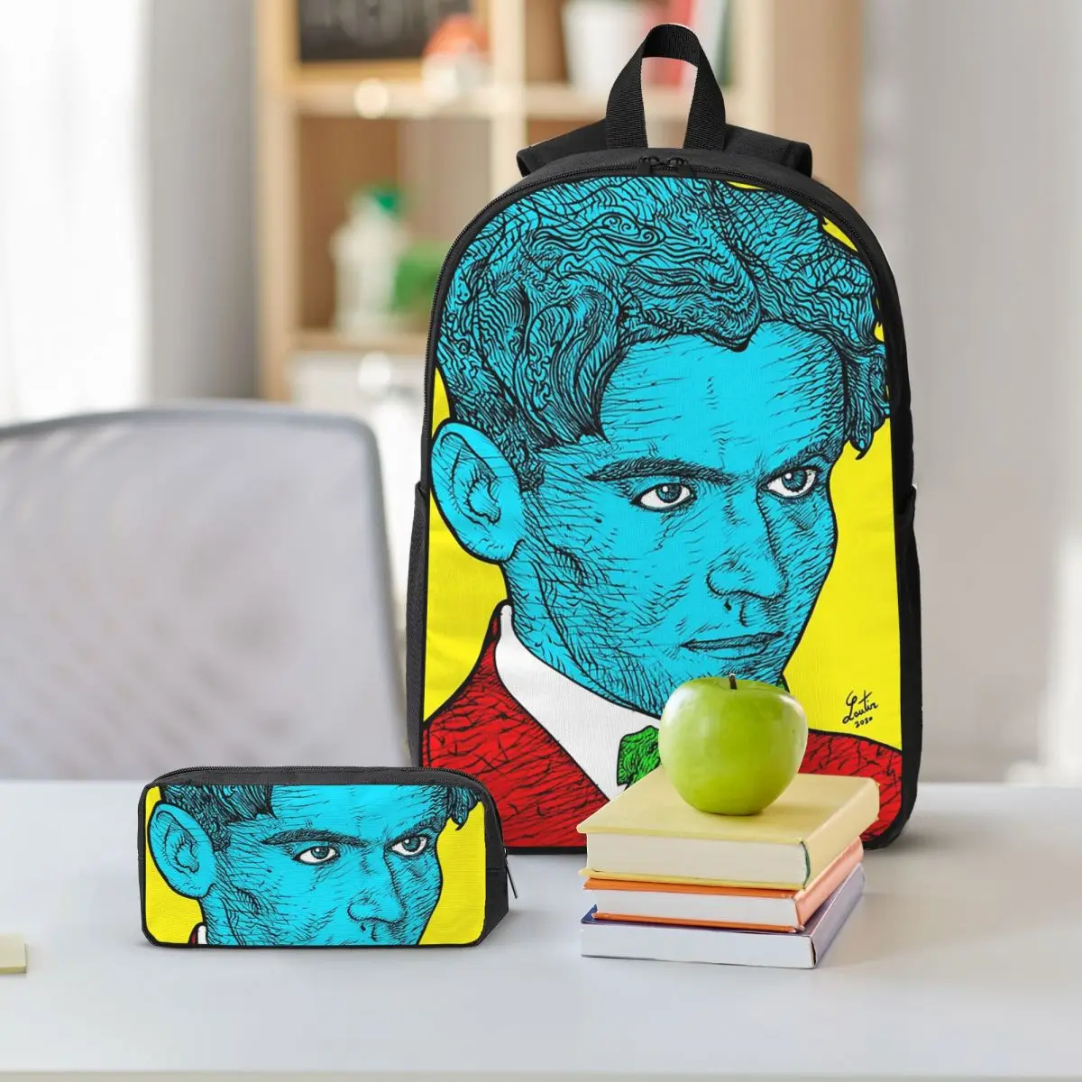 Рюкзак Federico Garcia Lorca Portrait 16, школьная сумка, сумка для ноутбука, сумка через плечо, набор из 3 предметов: термосумка для обедов, пенал (art.: 3920d9d97e2db) - 3920d9d97e2db