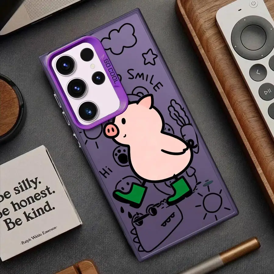 Фото Чехол для телефона с милым мультяшным рисунком свинки для Samsung Galaxy S26 Note 20 Ultra S24 FE S23 Ultra S23 S20 Plus S22 S25 Edge S21 №4