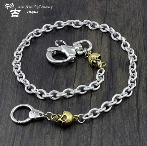 Pure stainless steel personality rough rock punk motorcycle pants chain wallet chain long key chain