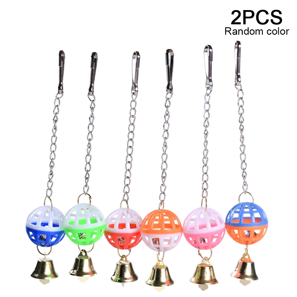 

2pcs Random Color Swing Parrot Toy Pet Bird Climbing Budgie Cockatiel Bell Ball Bite Chew Parakeet Pet Bird Toy Sounding Bell
