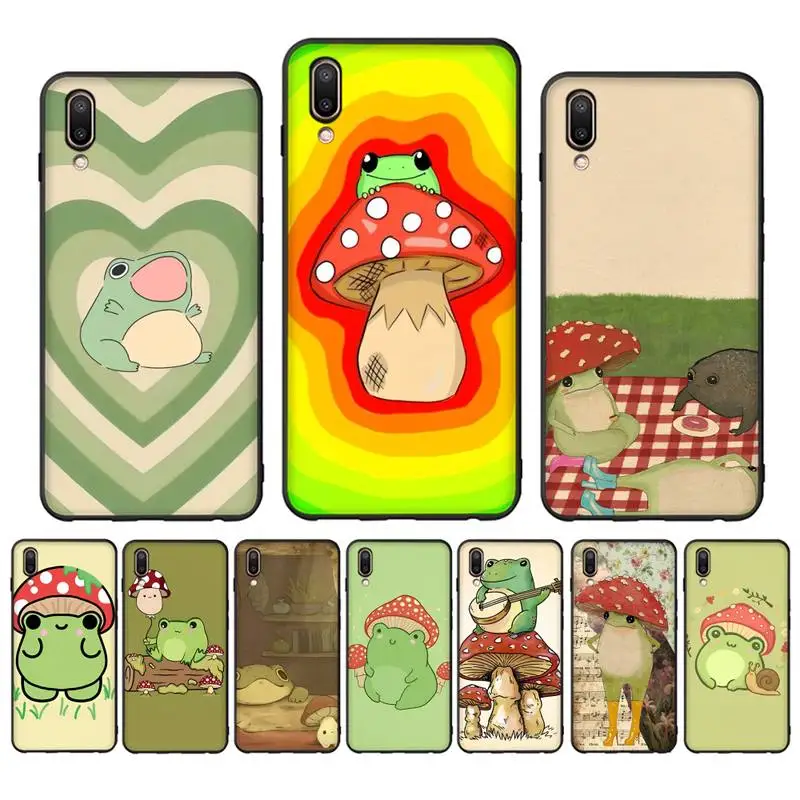 

Cottagecore Frog Mushroom Phone Case for Vivo Y91C Y11 17 19 17 67 81 Oppo A9 2020 Realme c3