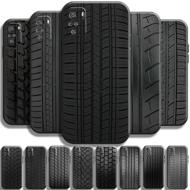 

Wheel Tyre Tread Stripe Black For Xiaomi Redmi Note 11 11T 11S 10 10S 10T Pro Phone Case Funda Back TPU Carcasa Shockproof