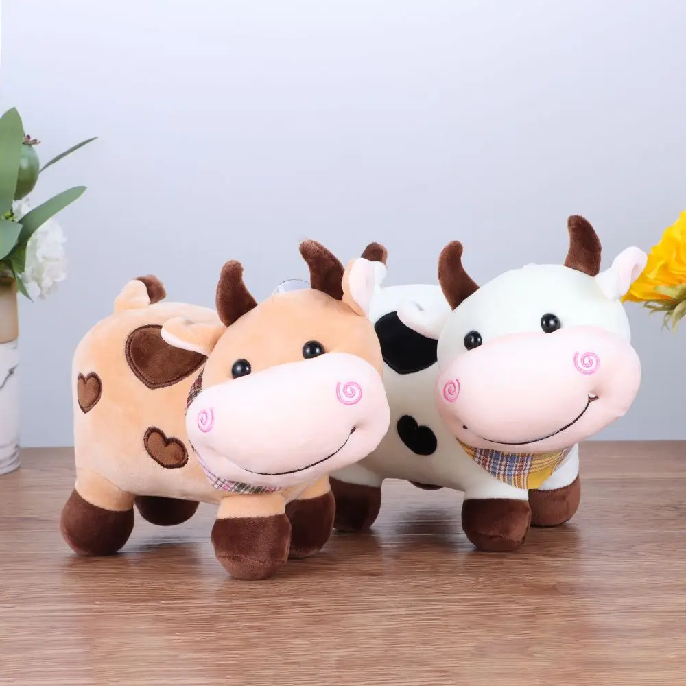 

28cm Kawaii Super Soft Stuffed & Plush Animals Plush Toy Calf with Scarf Bull Doll Little Color Cow Doll